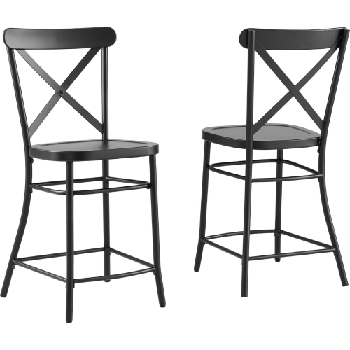 Camille Counter Stool in Matte Black Steel (Set of 2)