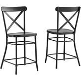 Camille Counter Stool in Matte Black Steel (Set of 2)