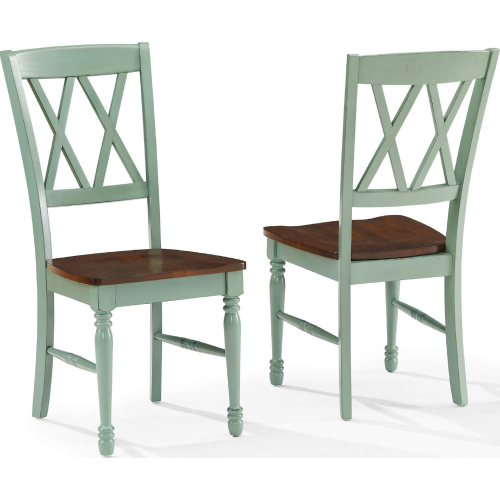 Shelby Dining Chair in Distressed Teal & Cherry Finish (Set of 2)