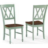 Shelby Dining Chair in Distressed Teal & Cherry Finish (Set of 2)