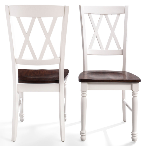 Shelby Dining Chair in Distressed White & Cherry Finish (Set of 2)