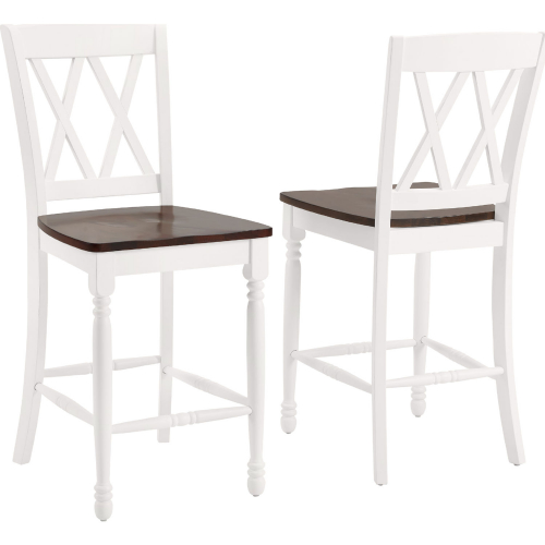 Shelby Counter Stool in Distressed White & Cherry Finish (Set of 2)