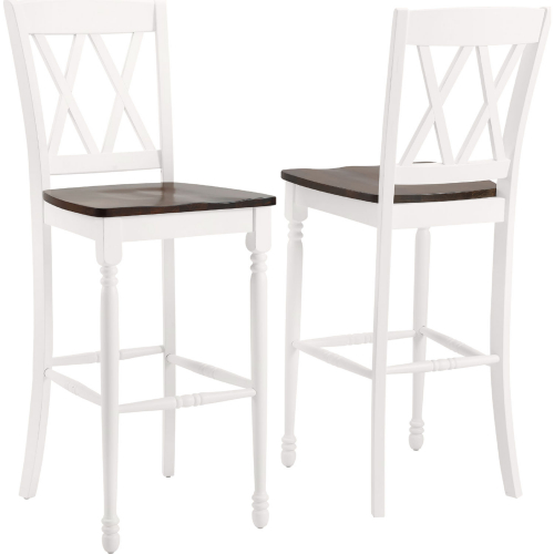 Shelby Bar Stool in Distressed White & Cherry Finish (Set of 2)