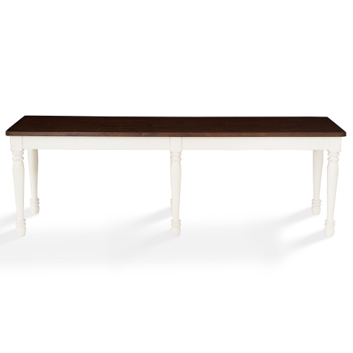 Shelby Dining Bench in Distressed White & Cherry Finish