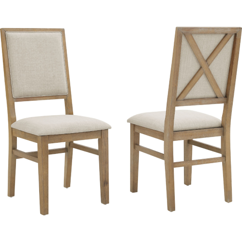 Joanna Dining Chair in Rustic Brown & Creme Fabric (Set of 2)