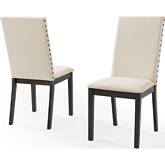 Hayden Dining Chair in Slate Finish Wood & Cream Fabric (Set of 2)