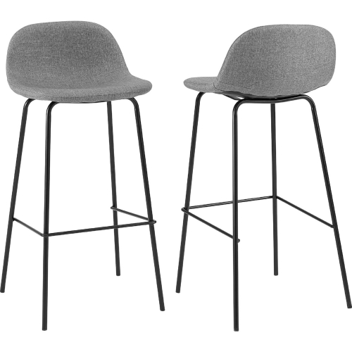 Riley Bar Stool in Gray Linen & Black Steel (Set of 2)