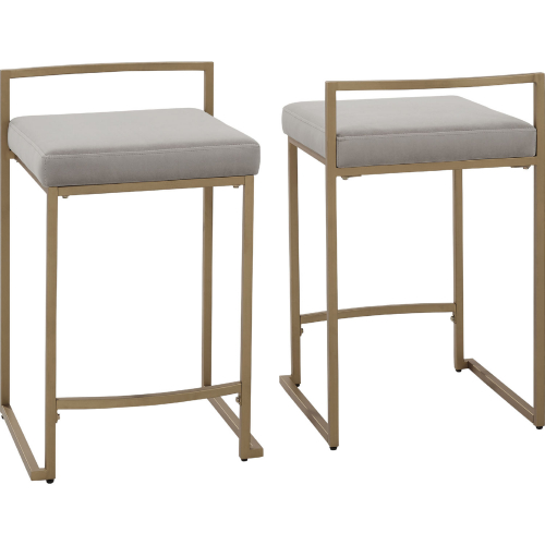 Harlowe Counter Stool in Gray Velvet & Gold Steel (Set of 2)