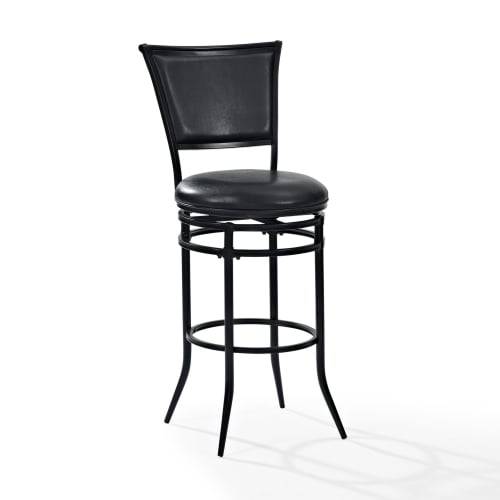 Rachel Swivel Bar Stool in Black Leatherette & Black Metal