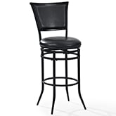 Rachel Swivel Bar Stool in Black Leatherette & Black Metal