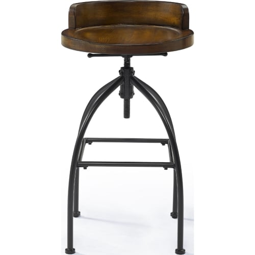 Edison Adjustable Height Stool in Wood & Black Metal