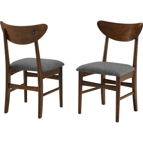 Landon Dining Chairs in Mahogany Finish & Gray Fabric (Set of 2)