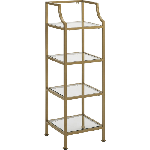 Aimee Short Etagere in Soft Gold Steel & Tempered Glass