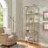 Aimee Etagere Bookcase in Antique Gold Pagoda Frame & Tempered Glass