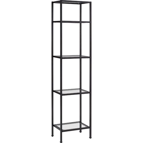 Aimee Narrow Etagere Bookcase in Oil Rubbed Bronze & Tempered Glass