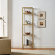 Aimee Narrow Etagere Bookcase in Antique Gold Finish & Tempered Glass