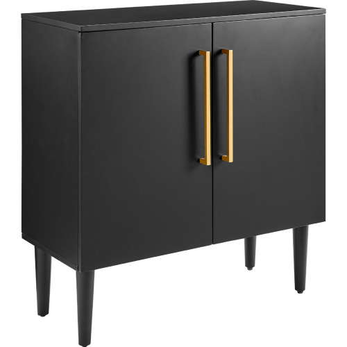 Everett Accent Cabinet in Matte Black Finish & Brushed Gold