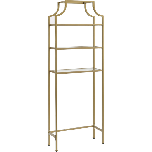 Aimee Space Saver Bookcase in Gold Steel & Glass