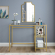 Aimee Desk in Soft Gold Steel & Tempered Glass