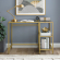 Aimee Desk in Soft Gold Steel & Tempered Glass