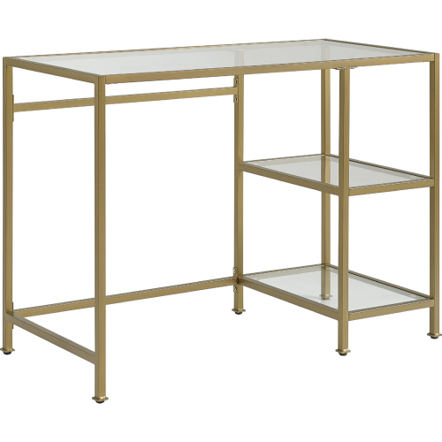 Aimee Desk in Soft Gold Steel & Tempered Glass