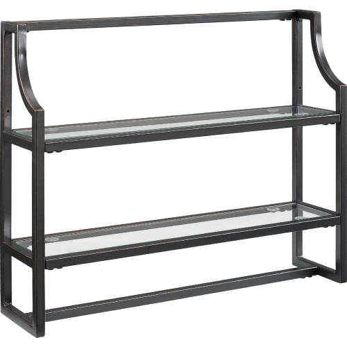 Aimee Wall Shelf in Oil Rubbed Bronze & Tempered Glass