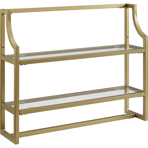 Aimee Wall Shelf in Soft Gold Steel & Tempered Glass