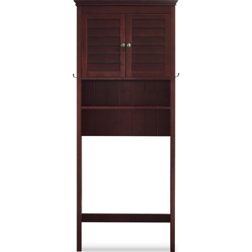 Lydia Over Toilet Space Saver Cabinet in Espresso Wood with Louvered Doors