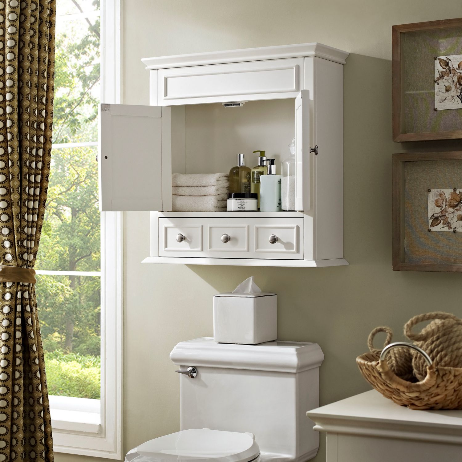 Crosley CF7004 WH Lydia Wall Cabinet White Finish Wood