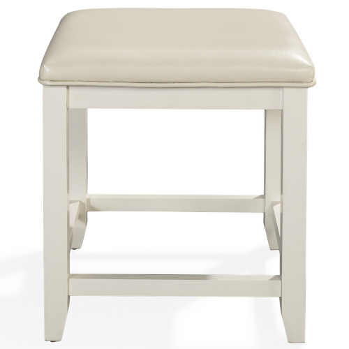 Vista Vanity Stool in White Finish & White Leatherette