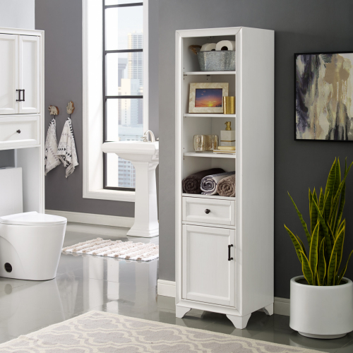 Tara Linen Cabinet in Vintage White Finish Wood