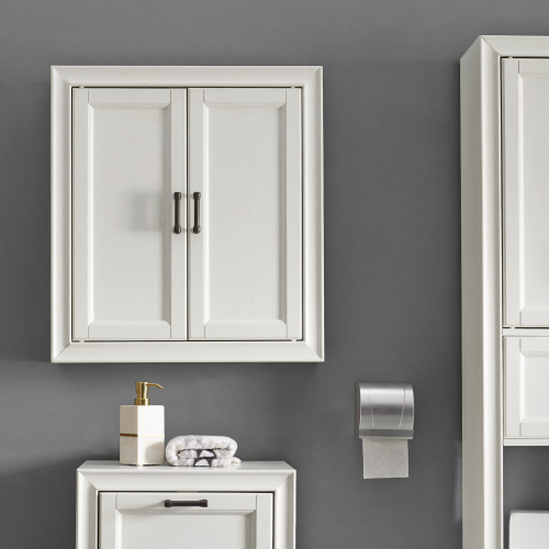 Tara Wall Cabinet in Vintage White Finish Wood