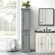 Seaside Tall Linen Cabinet in Distressed Gray Finish