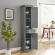 Seaside Tall Linen Cabinet in Distressed Gray Finish