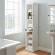 Seaside Tall Linen Cabinet in Distressed White Finish