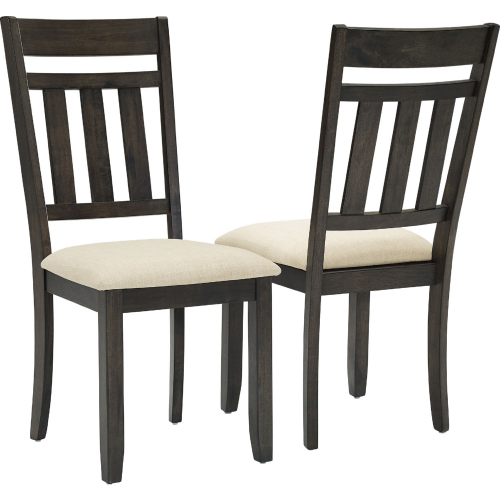 Hayden Slat Back Dining Chair in Slate Finish & Cream Fabric (Set of 2)