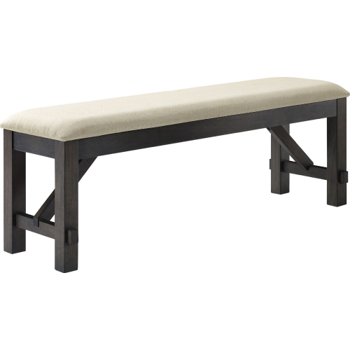 Hayden Dining Bench in Slate Finish & Cream Fabric