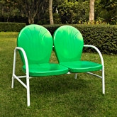 Griffith Outdoor Loveseat in Green Metal