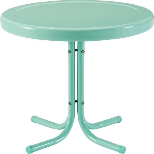 Retro Outdoor 20" Side Table in Aqua Blue Metal