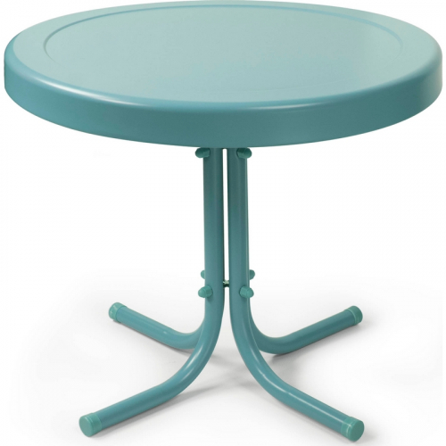 Retro Outdoor 20" Side Table in Caribbean Blue Metal