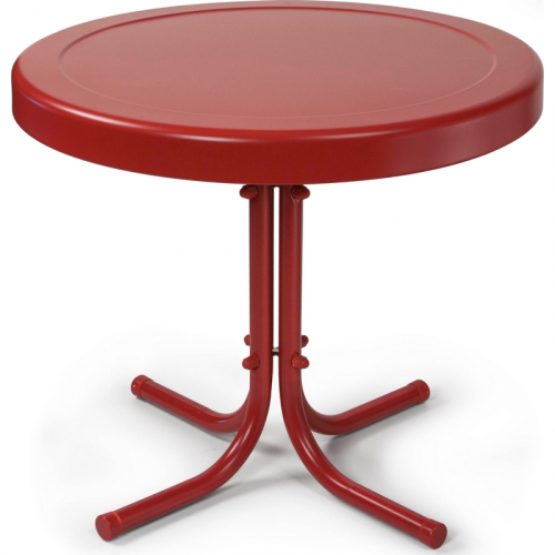 Retro Outdoor 20" Side Table in Coral Red Metal