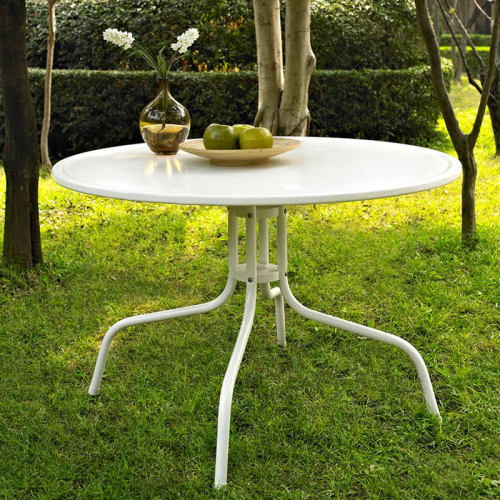 Griffith Outdoor 40" Dining Table in White Metal