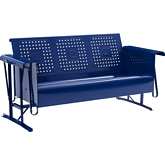 Bates Outdoor Sofa Glider in Gloss Navy Blue Metal