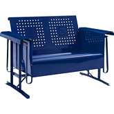 Bates Outdoor Loveseat Glider in Gloss Navy Blue Metal