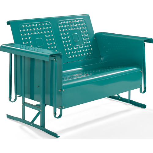 Bates Outdoor Classic Loveseat Glider in Turquoise Metal