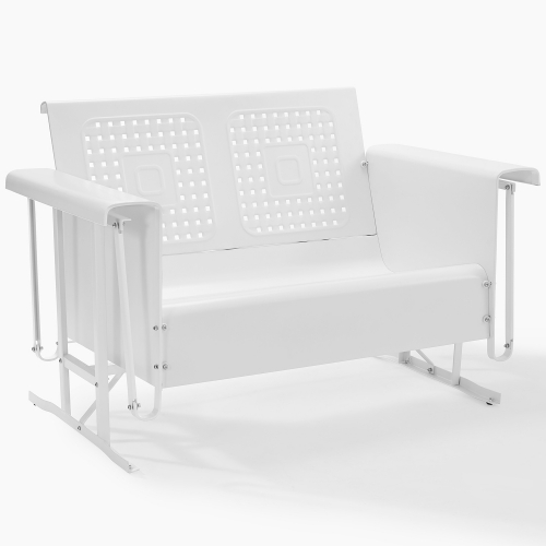 Bates Outdoor Classic Loveseat Glider in White Metal