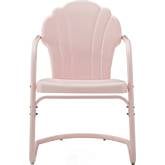 Tulip Outdoor Arm Chair in Gloss Pastel Pink Steel (Set of 2)