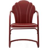 Tulip Outdoor Arm Chair in Dark Red Satin Steel (Set of 2)