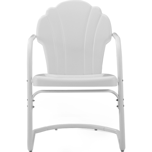 Tulip Outdoor Arm Chair in White Satin Steel (Set of 2)