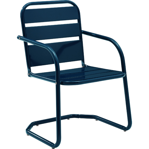 Brighton Outdoor Arm Chair in Gloss Navy Blue Steel (Set of 2)